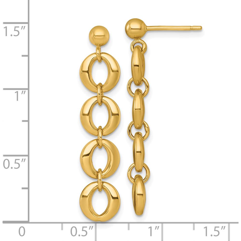 14K Yellow Gold 36mm Polished Fancy Circle Link Dangle Earrings by 0