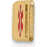 14K Yellow Gold 36x6mm Off-Center Red Epoxy Enameled Medical ID Plate by Oro Pregiato