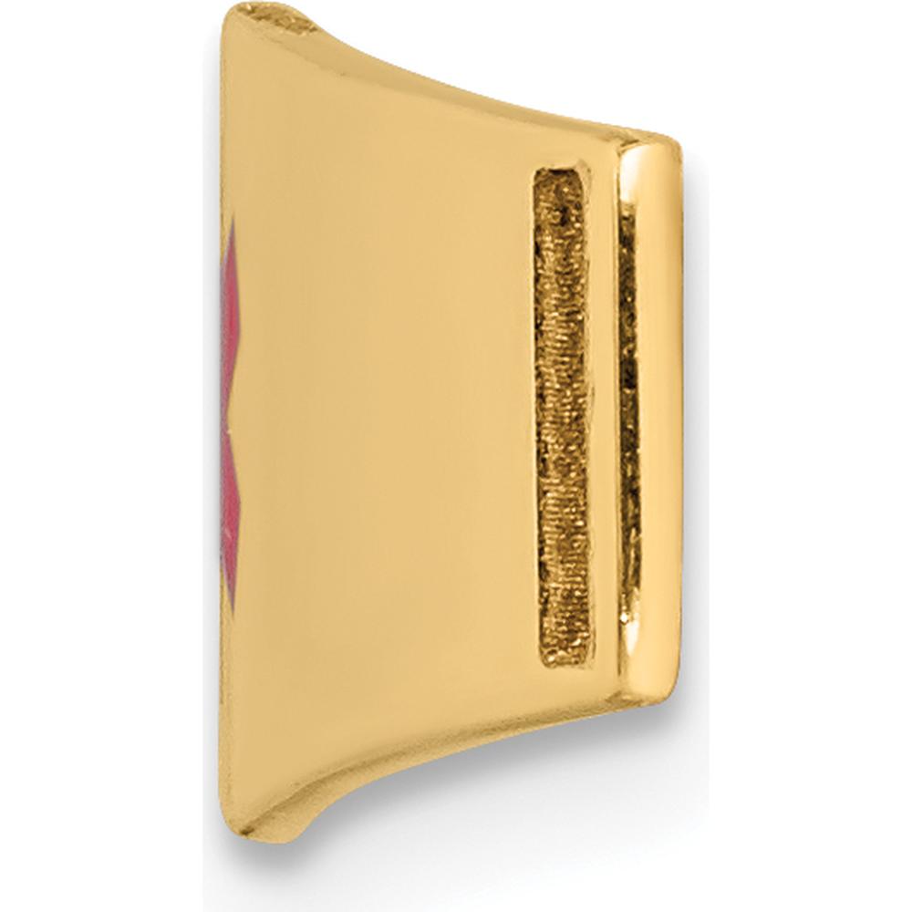 14K Yellow Gold 36x9mm Centered Red Epoxy Enameled Soft Diamond Shape Medical ID Plate by Oro Pregiato