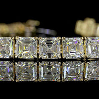 14K Yellow Gold 37-Stone Tennis Bracelet with Asscher Cut Lab Diamonds - 18.89 Carat Total Weight, E-F Color VS1 Clarity - Covaloro Fine Jewelry