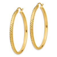 14K Yellow Gold 37mm Diamond-Cut Hollow Hoop Earrings - Polished Finish by 0