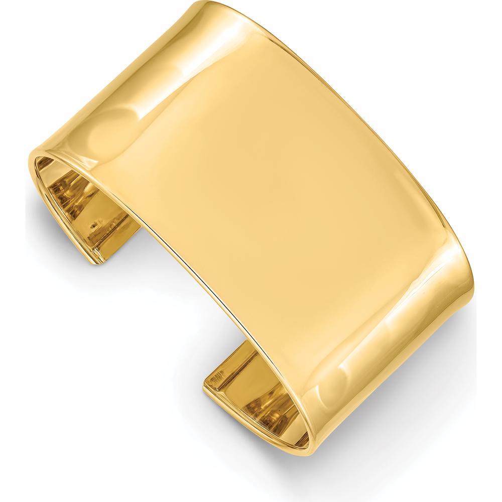 14K Yellow Gold 37mm Polished Cuff Bangle Bracelet by Oro Pregiato