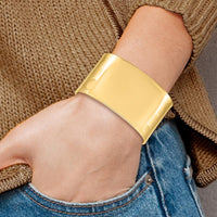 14K Yellow Gold 37mm Polished Cuff Bangle Bracelet by Oro Pregiato