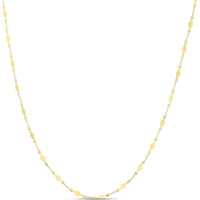 14K Yellow Gold 38" Diamond-Shaped Mirror Chain Station Necklace with Lobster Clasp - Fall 2022 Collection by Orozza Fine Jewelry
