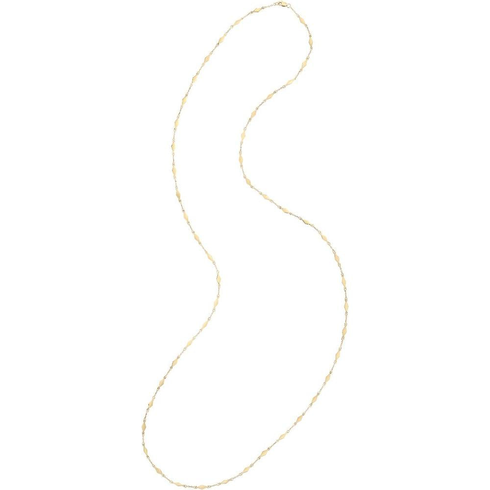14K Yellow Gold 38" Diamond-Shaped Mirror Chain Station Necklace with Lobster Clasp - Fall 2022 Collection by Orozza Fine Jewelry