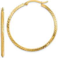 14K Yellow Gold 38mm Polished Diamond-Cut Large Hoop Earrings by 0