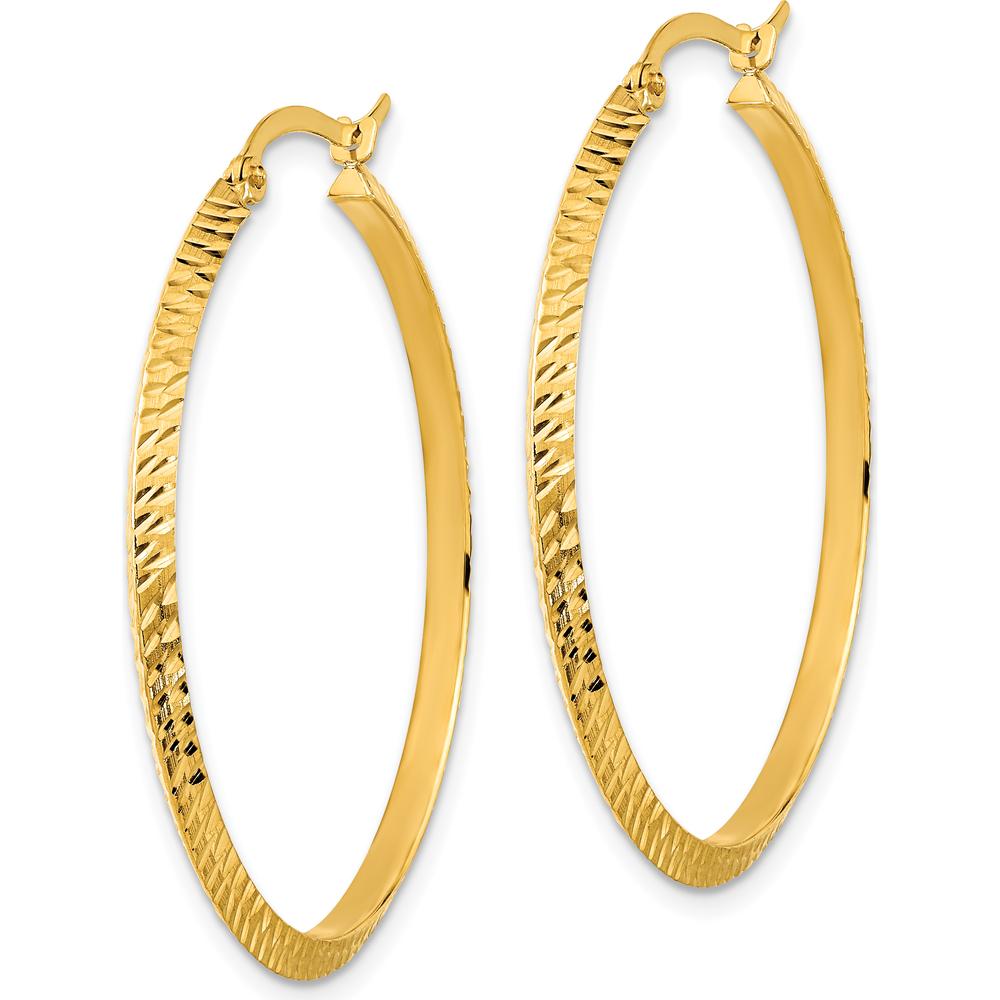 14K Yellow Gold 38mm Polished Diamond-Cut Large Hoop Earrings by 0