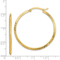 14K Yellow Gold 38mm Polished Diamond-Cut Large Hoop Earrings by 0
