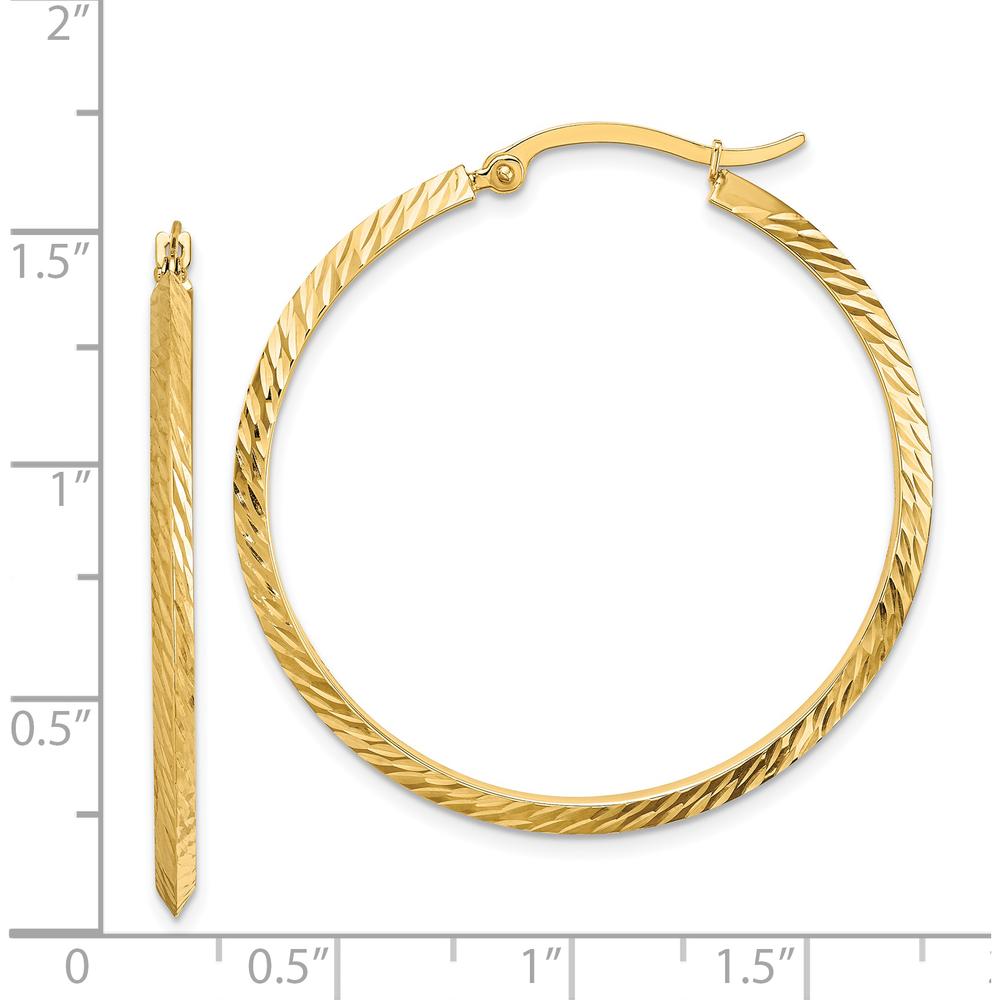 14K Yellow Gold 38mm Polished Diamond-Cut Large Hoop Earrings by 0