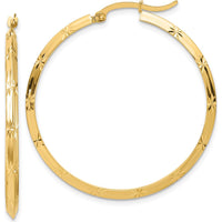 14K Yellow Gold 39.75mm Diamond-Cut Large Hoop Earrings by 0