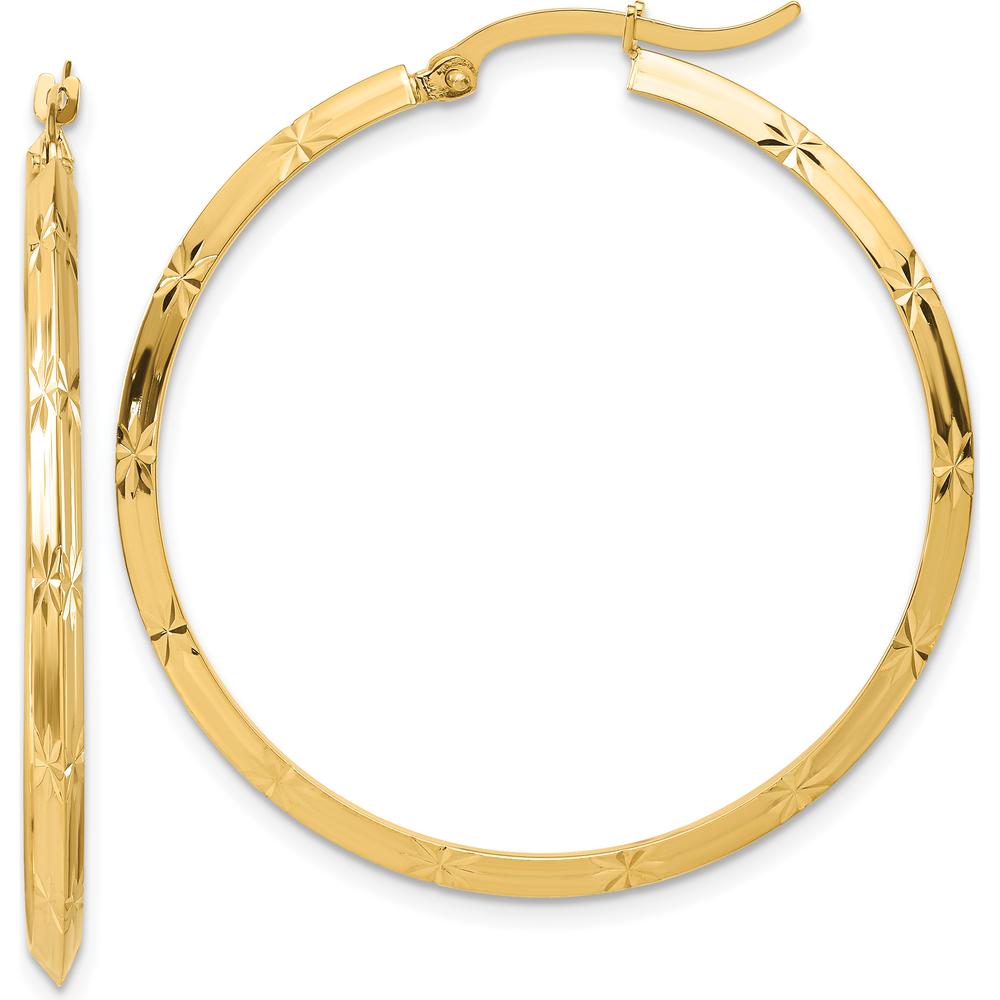 14K Yellow Gold 39.75mm Diamond-Cut Large Hoop Earrings by 0