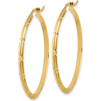 14K Yellow Gold 39.75mm Diamond-Cut Large Hoop Earrings by 0