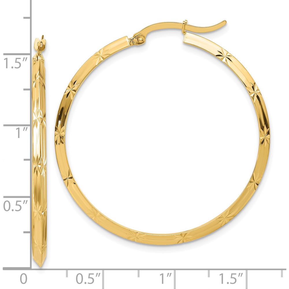 14K Yellow Gold 39.75mm Diamond-Cut Large Hoop Earrings by 0