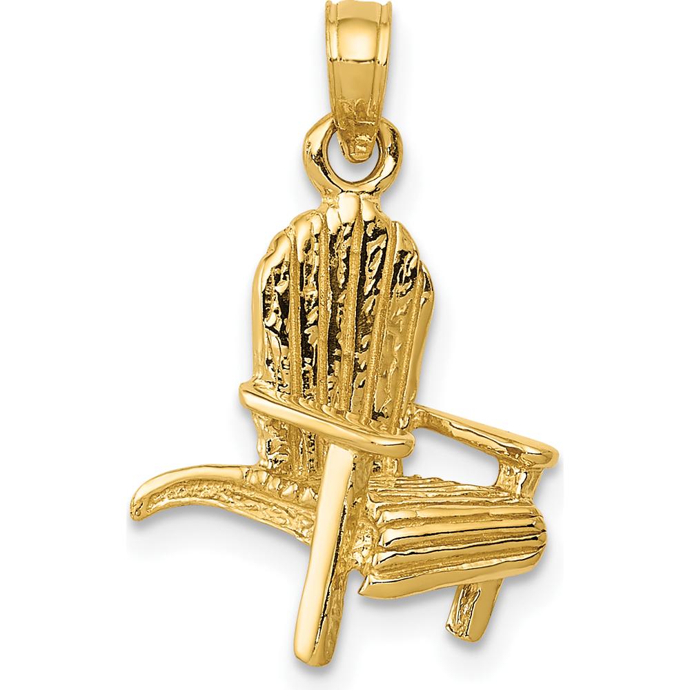 14K Yellow Gold 3D Adirondack Beach Chair Pendant - 22mm by Oro Pregiato