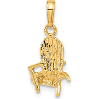 14K Yellow Gold 3D Adirondack Beach Chair Pendant - 22mm by Oro Pregiato