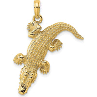 14K Yellow Gold 3D Alligator Pendant with Moveable Mouth Charm by Oro Pregiato