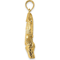 14K Yellow Gold 3D Alligator Pendant with Moveable Mouth Charm by Oro Pregiato