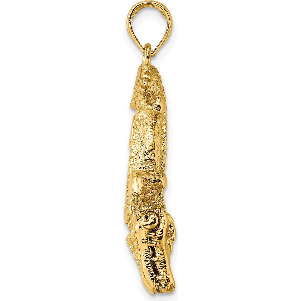14K Yellow Gold 3D Alligator Pendant with Moveable Mouth Charm by Oro Pregiato