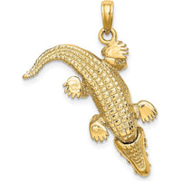 14K Yellow Gold 3D Alligator Pendant with Moveable Mouth Charm by Oro Pregiato