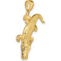 14K Yellow Gold 3D Alligator Pendant with Moveable Mouth Charm by Oro Pregiato