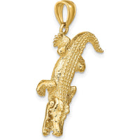14K Yellow Gold 3D Alligator Pendant with Moveable Mouth Charm by Oro Pregiato