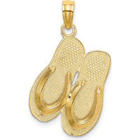 14K Yellow Gold 3D Aloha Reversible Flip-Flop Charm Pendant by Oro Pregiato