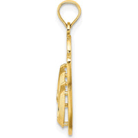 14K Yellow Gold 3D Aloha Reversible Flip-Flop Charm Pendant by Oro Pregiato
