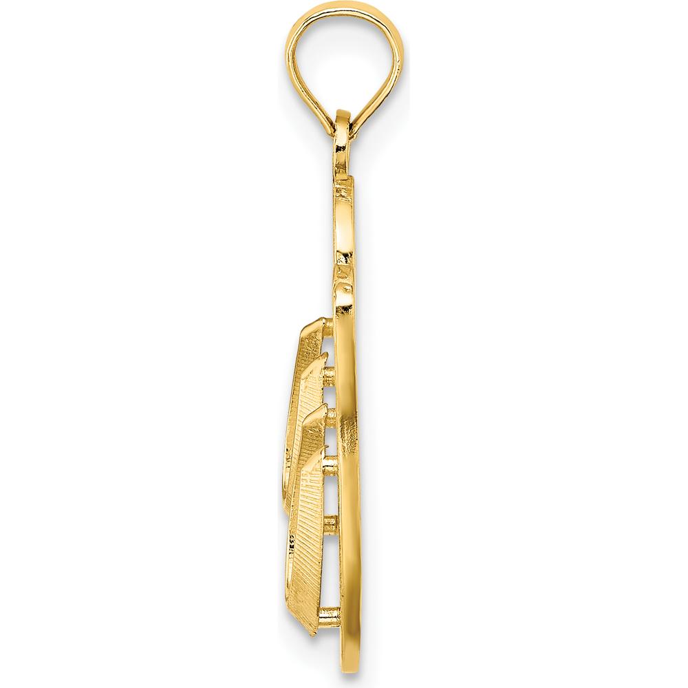 14K Yellow Gold 3D Aloha Reversible Flip-Flop Charm Pendant by Oro Pregiato