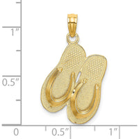 14K Yellow Gold 3D Aloha Reversible Flip-Flop Charm Pendant by Oro Pregiato