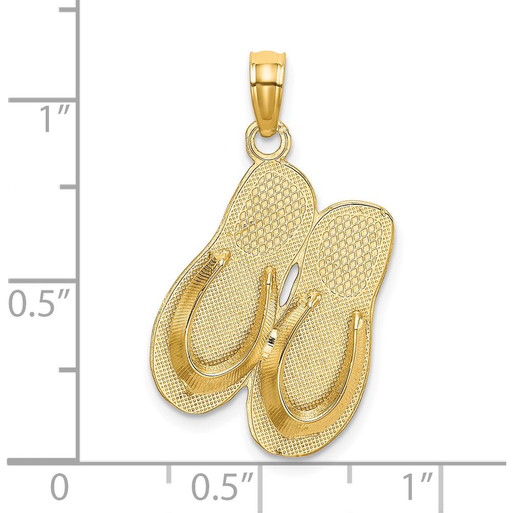 14K Yellow Gold 3D Aloha Reversible Flip-Flop Charm Pendant by Oro Pregiato