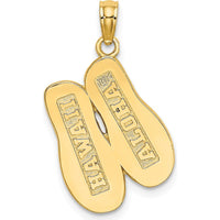 14K Yellow Gold 3D Aloha Reversible Flip-Flop Charm Pendant by Oro Pregiato