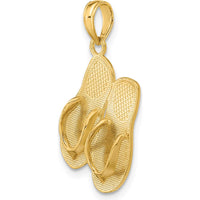 14K Yellow Gold 3D Aloha Reversible Flip-Flop Charm Pendant by Oro Pregiato