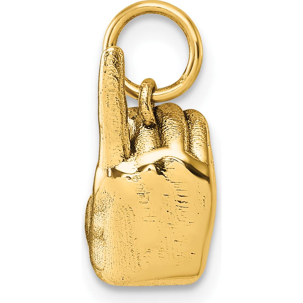 14K Yellow Gold 3D American Sign Language Alphabet "D" Fingerspelling Pendant by Oro Pregiato