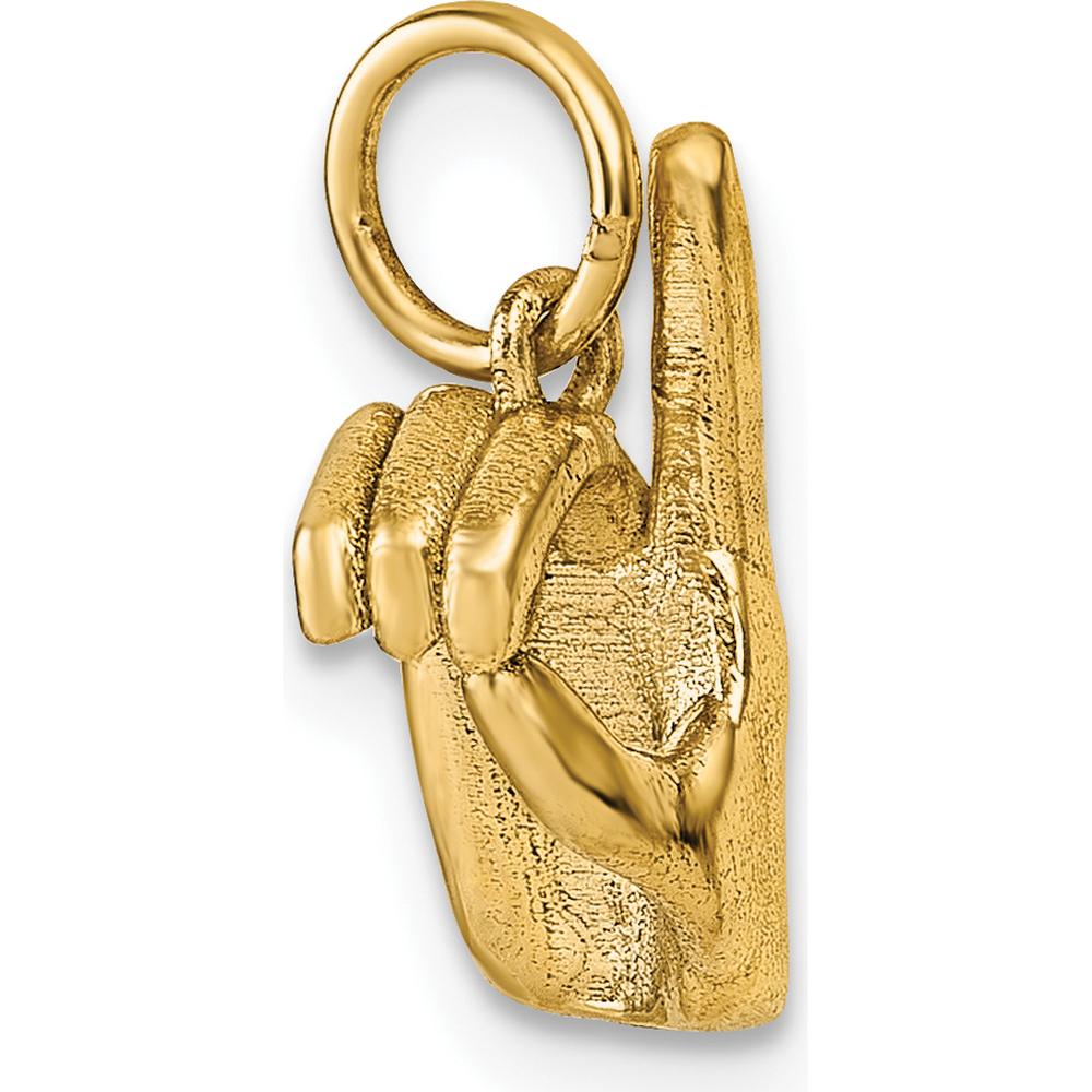 14K Yellow Gold 3D American Sign Language Alphabet "D" Fingerspelling Pendant by Oro Pregiato