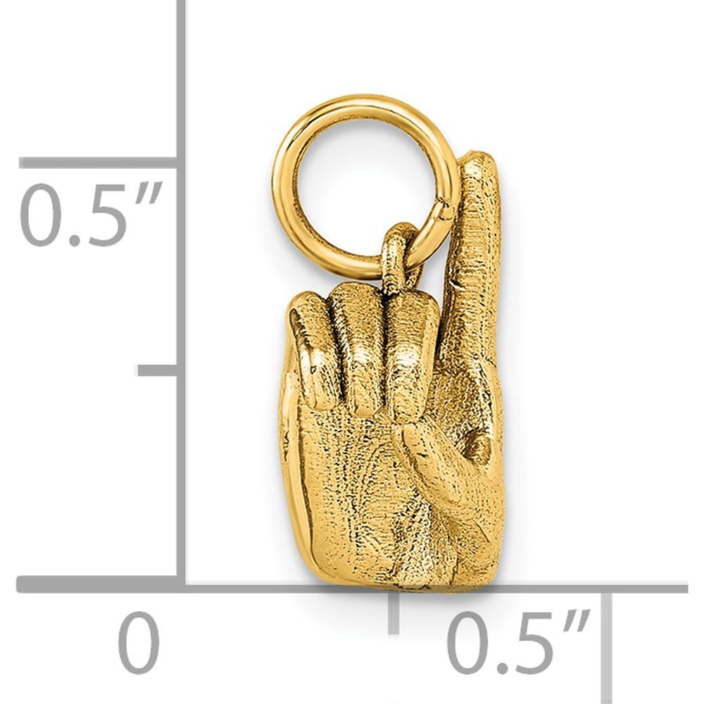 14K Yellow Gold 3D American Sign Language Alphabet "D" Fingerspelling Pendant by Oro Pregiato