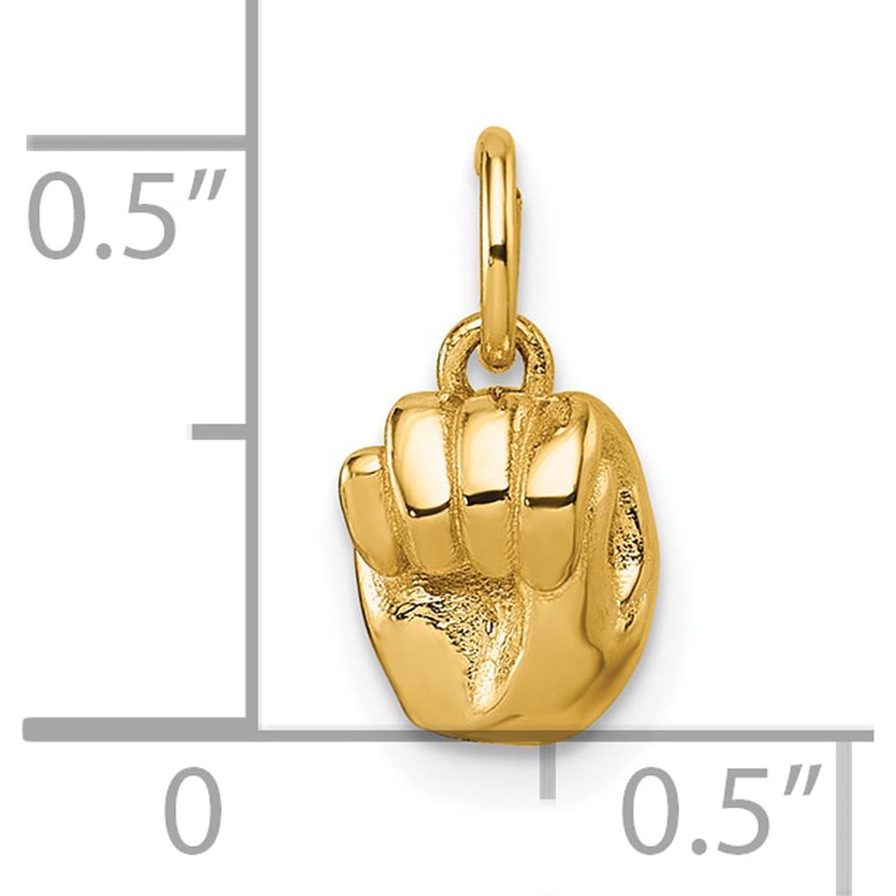 14K Yellow Gold 3D American Sign Language Fingerspelling 'M' Pendant - Symbol of Communication by Oro Pregiato