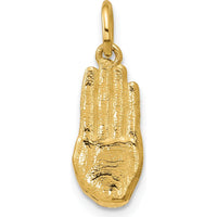 14K Yellow Gold 3D American Sign Language Fingerspelling Sign B Pendant by Oro Pregiato