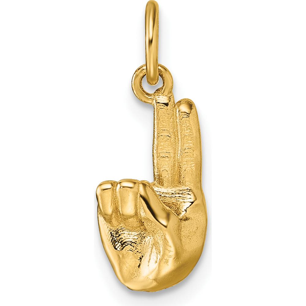 14K Yellow Gold 3D American Sign Language Fingerspelling Sign U Pendant - Meaningful Communication Jewelry by Oro Pregiato