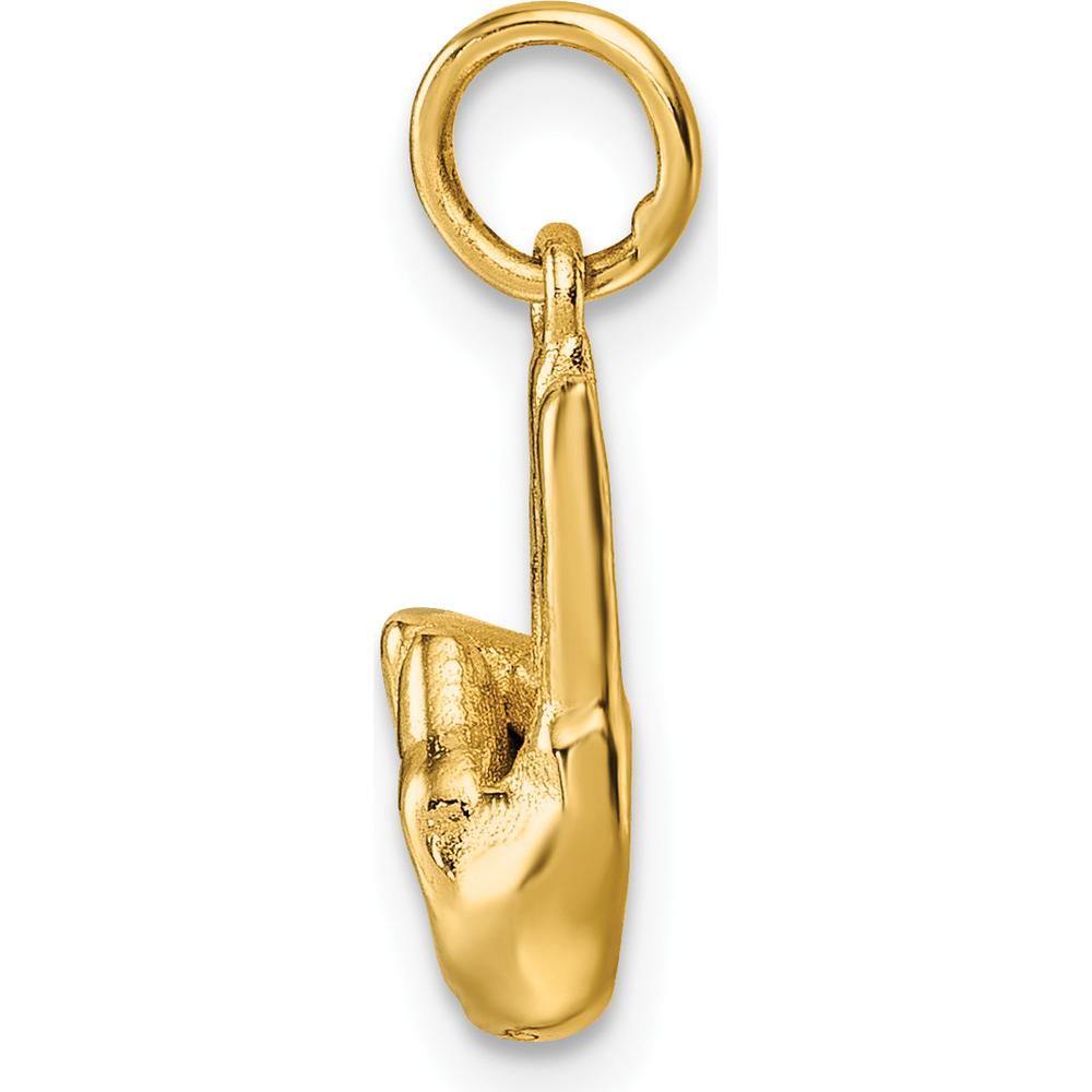 14K Yellow Gold 3D American Sign Language Fingerspelling Sign U Pendant - Meaningful Communication Jewelry by Oro Pregiato