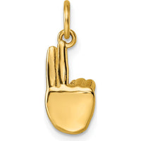 14K Yellow Gold 3D American Sign Language Fingerspelling Sign U Pendant - Meaningful Communication Jewelry by Oro Pregiato