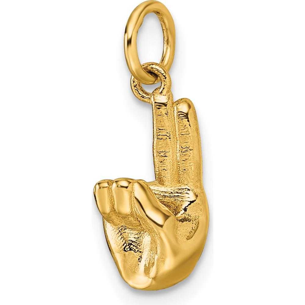 14K Yellow Gold 3D American Sign Language Fingerspelling Sign U Pendant - Meaningful Communication Jewelry by Oro Pregiato