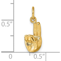 14K Yellow Gold 3D American Sign Language Fingerspelling Sign U Pendant - Meaningful Communication Jewelry by Oro Pregiato