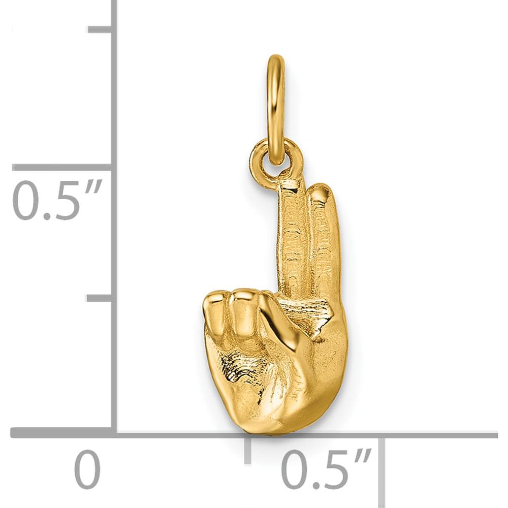 14K Yellow Gold 3D American Sign Language Fingerspelling Sign U Pendant - Meaningful Communication Jewelry by Oro Pregiato