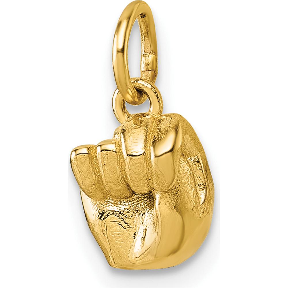 14K Yellow Gold 3D American Sign Language Fist Pendant - Symbol of Strength by Oro Pregiato