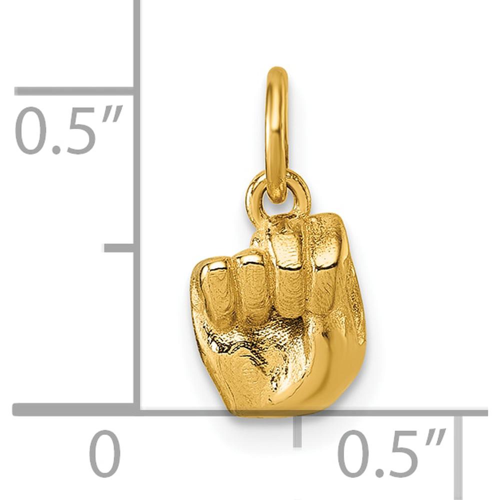 14K Yellow Gold 3D American Sign Language Fist Pendant - Symbol of Strength by Oro Pregiato