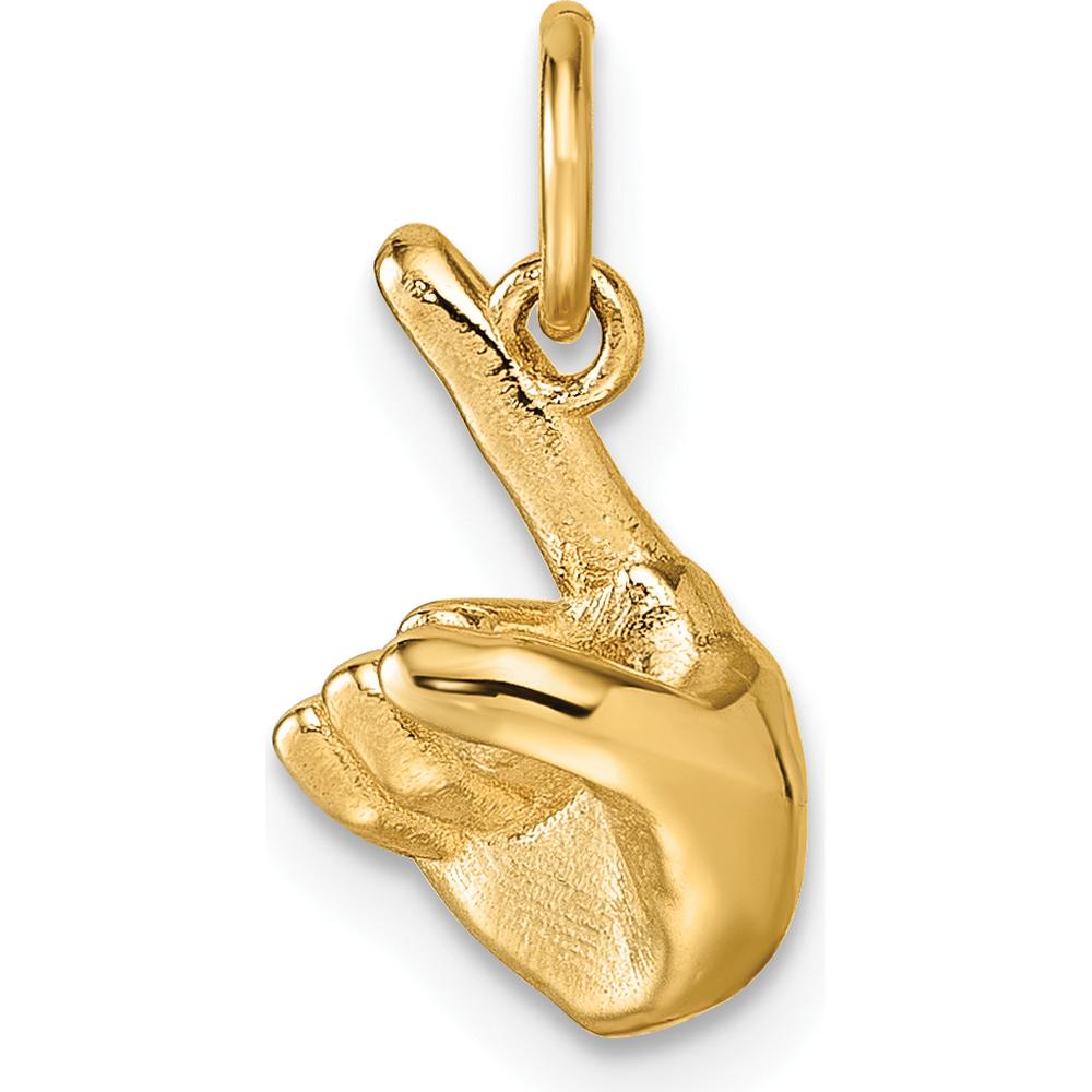 14K Yellow Gold 3D American Sign Language "Z" Hand Gesture Pendant by Oro Pregiato