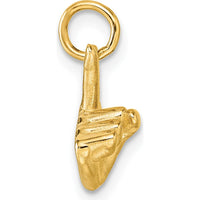 14K Yellow Gold 3D American Sign Language "Z" Hand Gesture Pendant by Oro Pregiato