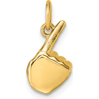 14K Yellow Gold 3D American Sign Language "Z" Hand Gesture Pendant by Oro Pregiato