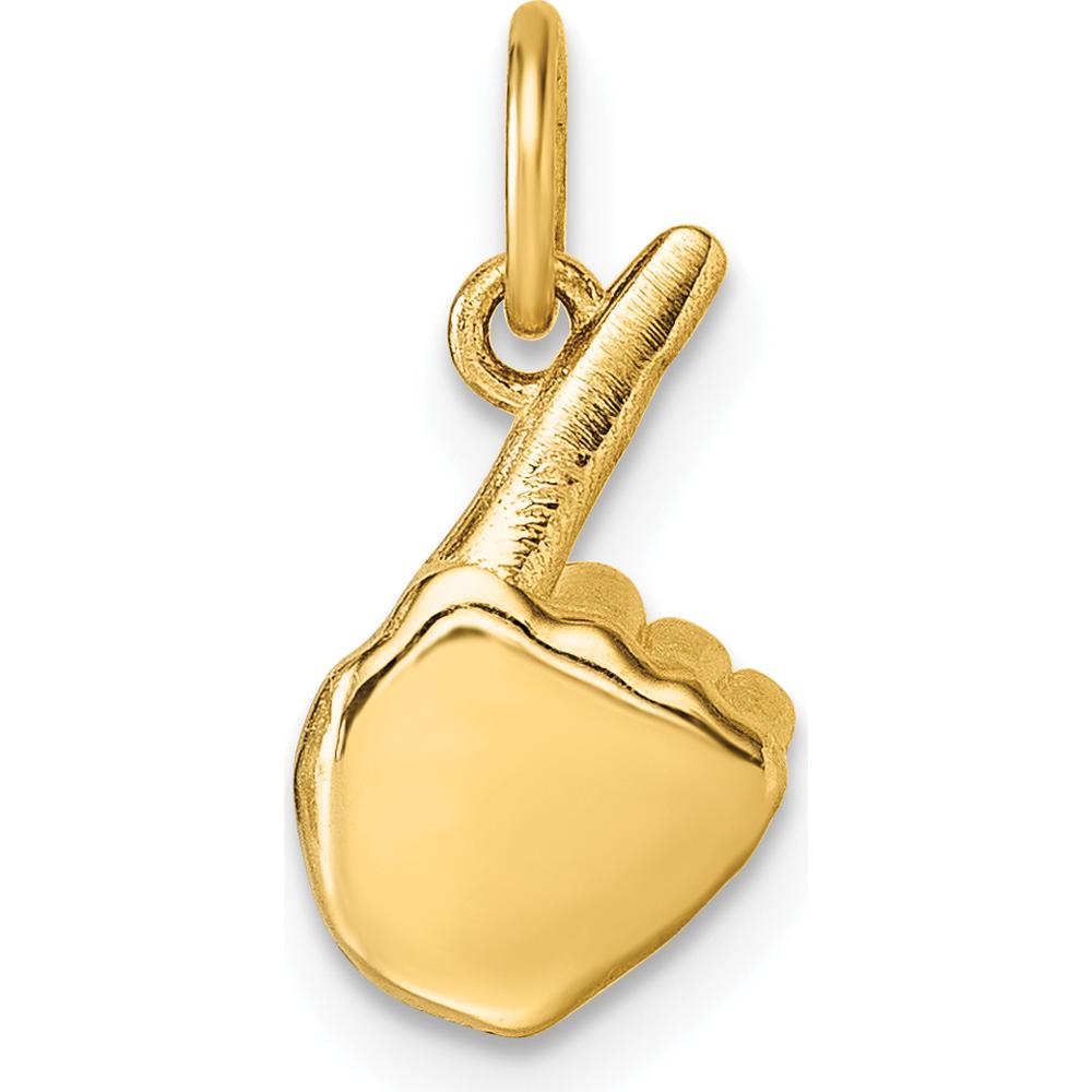 14K Yellow Gold 3D American Sign Language "Z" Hand Gesture Pendant by Oro Pregiato