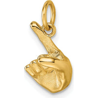 14K Yellow Gold 3D American Sign Language "Z" Hand Gesture Pendant by Oro Pregiato